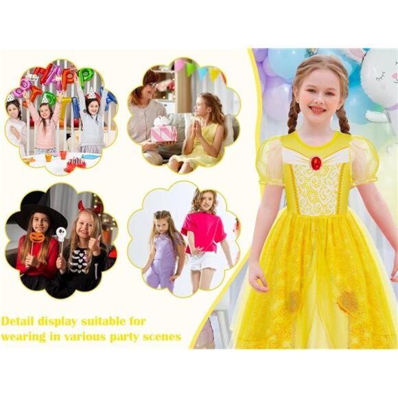 Princess Dress up Clothes for Girls Birthday Fancy Party Halloween Costume - Picture 6 of 8